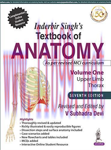 [AME]Inderbir Singh’S Textbook Of Anatomy Volume 1 Upper Limb and Thorax, 7th Edition (Original...