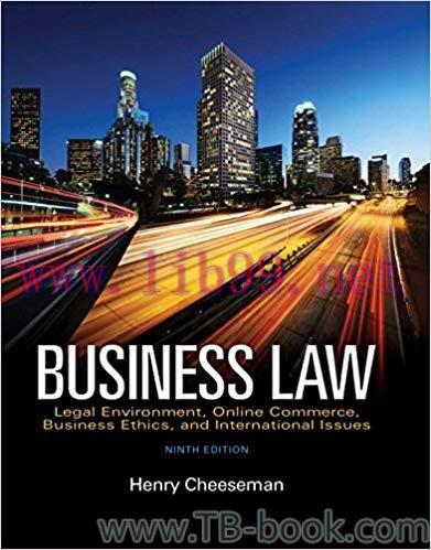Business Law 9th Edition by Henry R. Cheeseman 课本