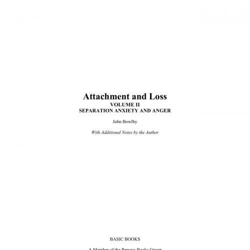 Separation_ Anxiety And Anger (Basic Books Classics,) Volume 2 1th