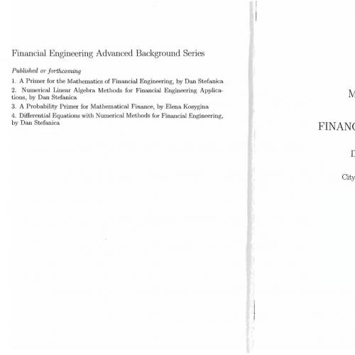 Primer for the Mathematics of Financial Engineering, A
