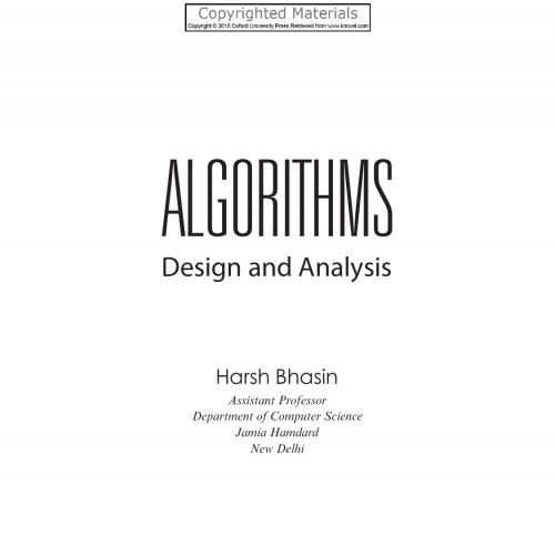 Algorithms Design and Analysis 0199456666