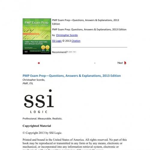PMP Exam Prep Questions Answers Explanations 2013 Edition by Christopher Scordo