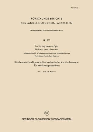 Die dynamischen Eigenschaften hydraulischer Vorschubmotoren für Werkzeugmaschinen