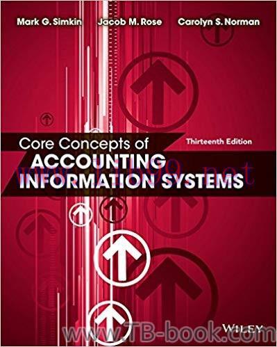 Core Concepts of Accounting Information Systems 13th Edition by Mark G. Simkin 答案