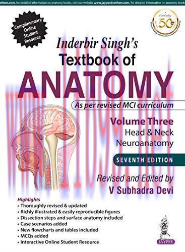 [AME]Inderbir Singh’S Textbook Of Anatomy Volume 3 Head & Neck and Neuroanatomy, 7th Edition (O...