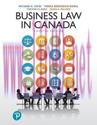 [PDF]Business Law in Canada,12th Canadian Edition [Richard A. Yates]