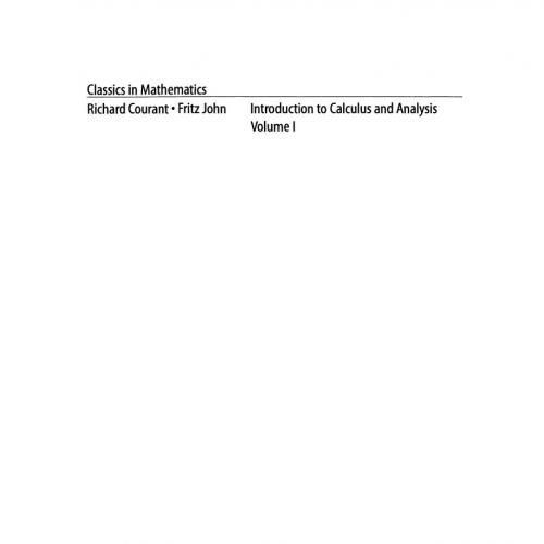 Introduction to Calculus and Analysis I