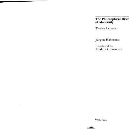 Philosophical Discourse of Modernity, The