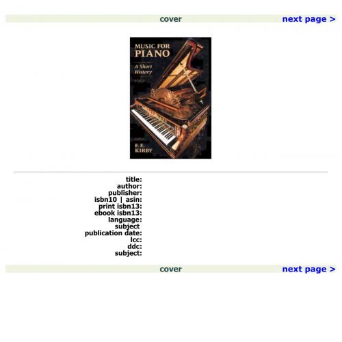 Music for Piano A Short History