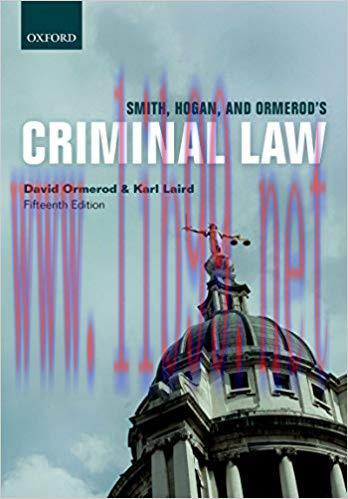 (PDF)Smith, Hogan, & Ormerod’s Criminal Law 15th Edition