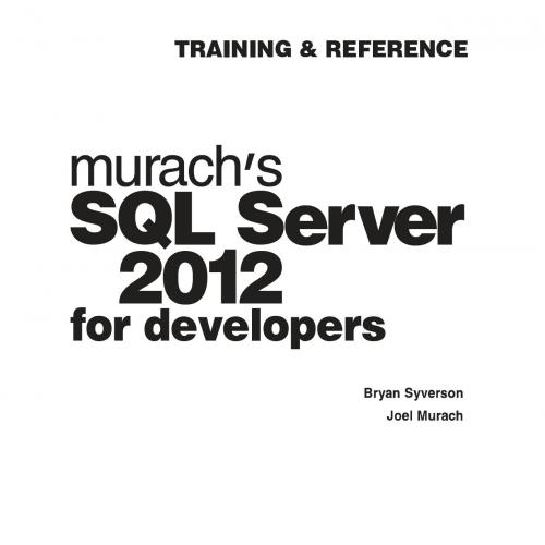 Murach's SQL Server 2012 for Developers